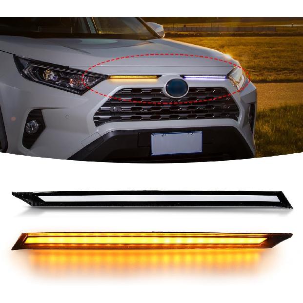 

Денний ходовий вогонь для Toyota RAV4 2019 2020 2021 2022 2023 DRL на щілині капота з бурштиновими покажчиками повороту Для RAV4 Світлодіодне світло решітки rav4-strip
