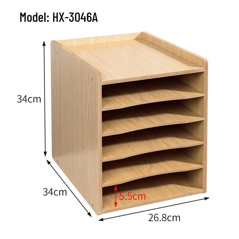 Wooden Desktop File Holder & Vertical Book Stand Organizer