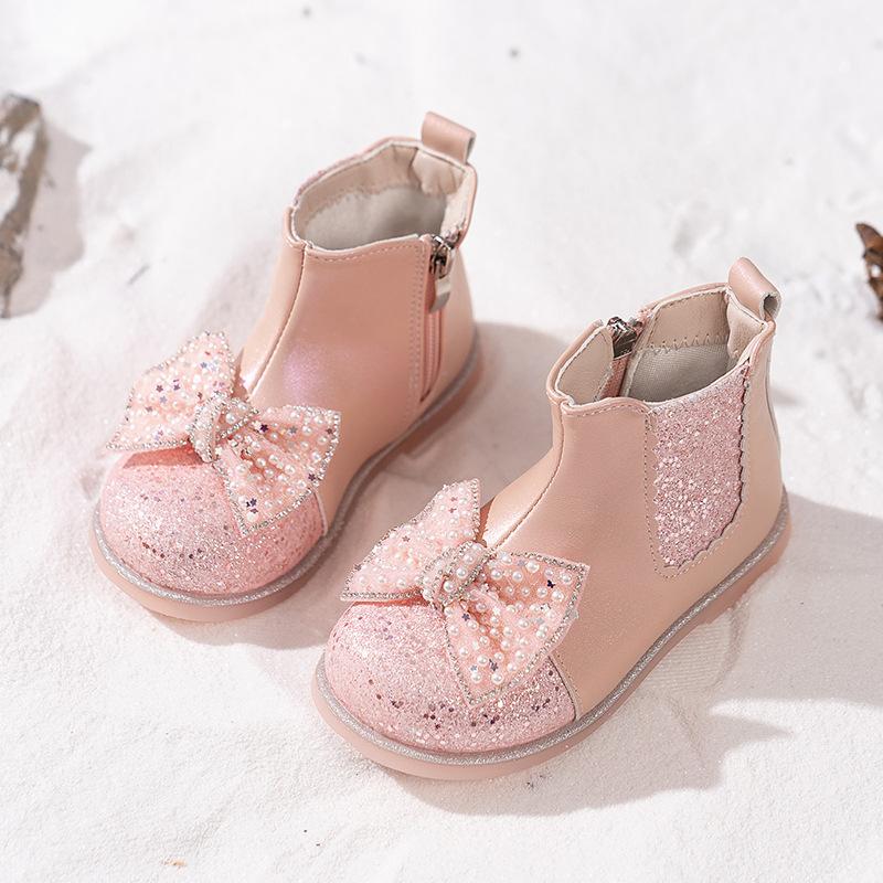 Brand Girl Boots New Sweet Princess Shoes Fashion Plush Women Winter Boots Luxury Glitter Girl Shoes Party Kids Shoezapatos Niña