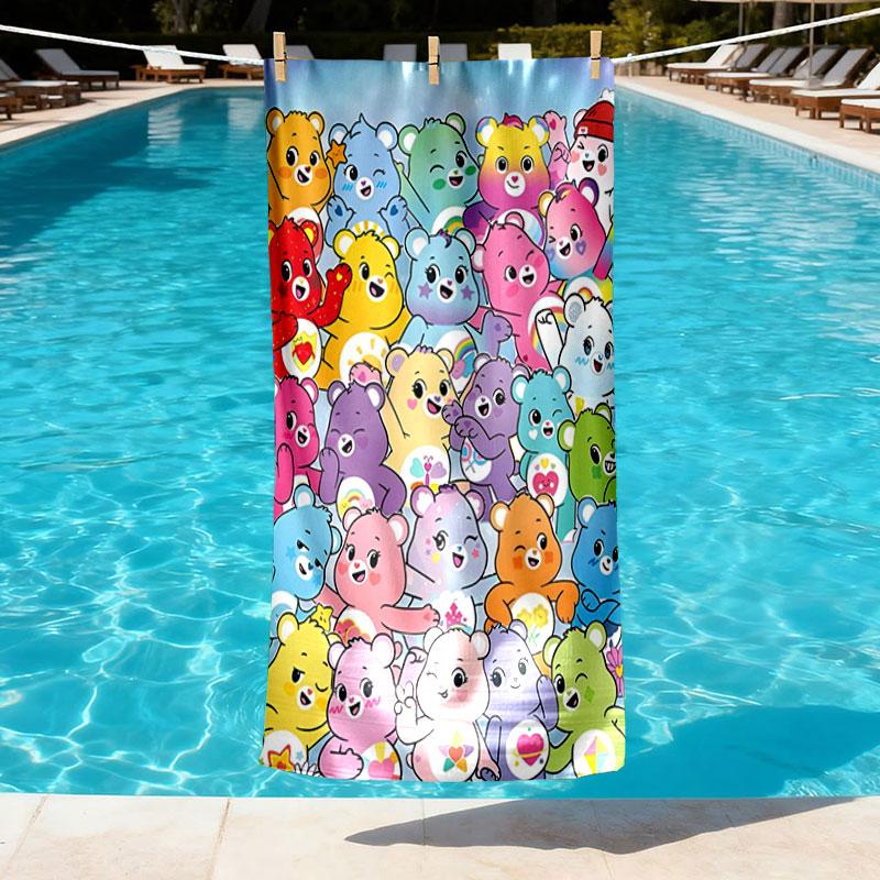 Care Bears Print Beach Towel Design, Soft, Lightweight. for Home Bathroom, Spa, Pool, Yoga, Surfing, Camping, Gift for Family, Friend