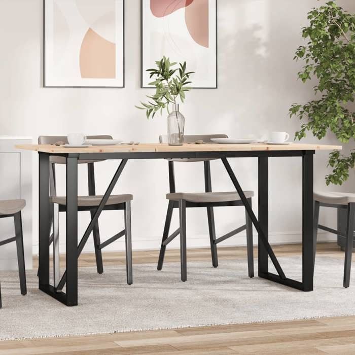 VidaXL Table à Manger Cadre en O, Table à Dîner, Table de Repas Cuisine Restaurant Intérieur, 160x80x75 cm Bois de Pin 3282677