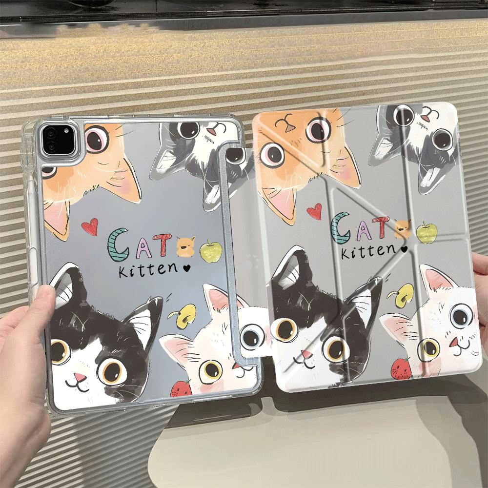 Cartoon Cute Cat Tablet Case For iPad Air 4 5 M3 M2 1 2 M4 11inch Pro 11th 10th 9th 8th 7th 12.9inch Mini 6 7 Pro 2025 Y-Fold