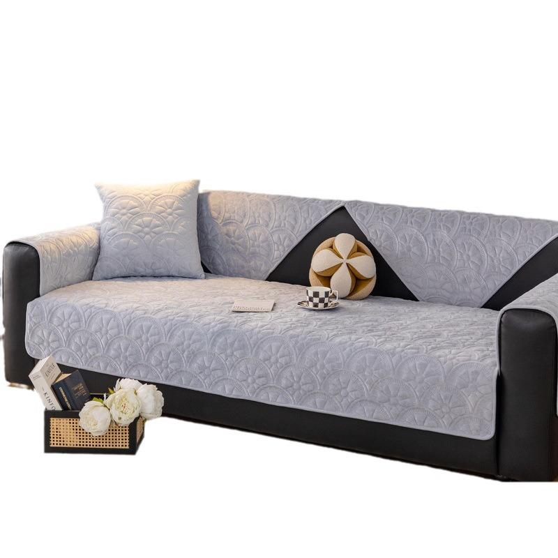 Simple Short Plush Sofa Cover Non-slip Couch Slipcover Four Season Universal Fashionable And Versatile Solid Color Sofa Covers