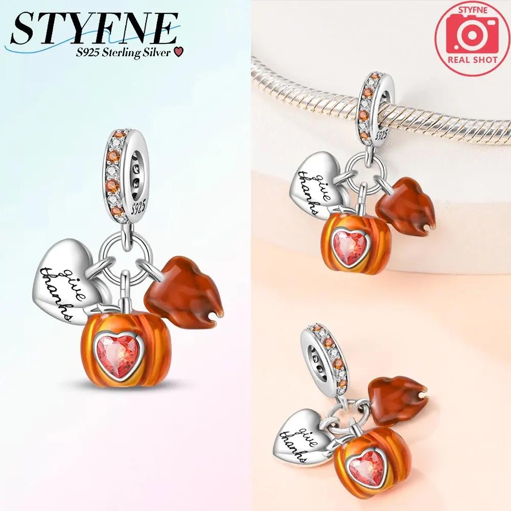 Autumn New Maple Forest Squirrel Pumpkin Car Charms Beads Fits Original Bracelets Bangle Luxury Diy Jewelry Making Women Gifts
