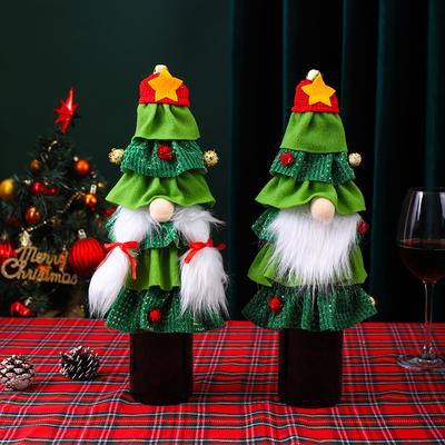 Christmas Decorations Christmas Tree Wine Bottle Cover Cake Skirt Champagne Cover Table Scene Decoration