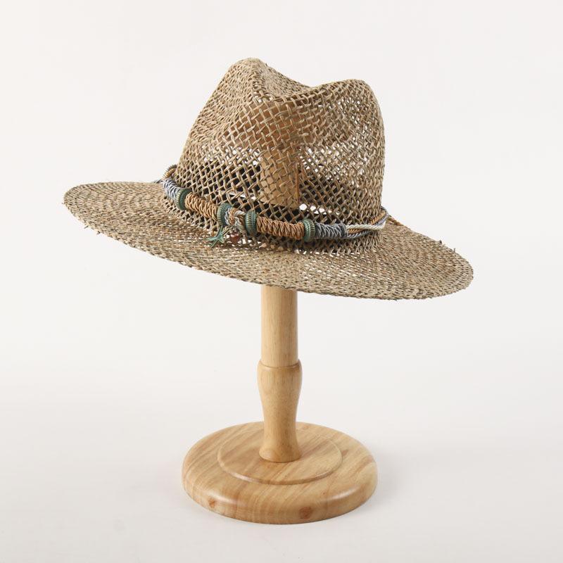 Women Wide Brim Foldable Straw Beach Hat Summer UV Protection Sun Hat Hollow Pointed Top Breathable Travel Outdoor