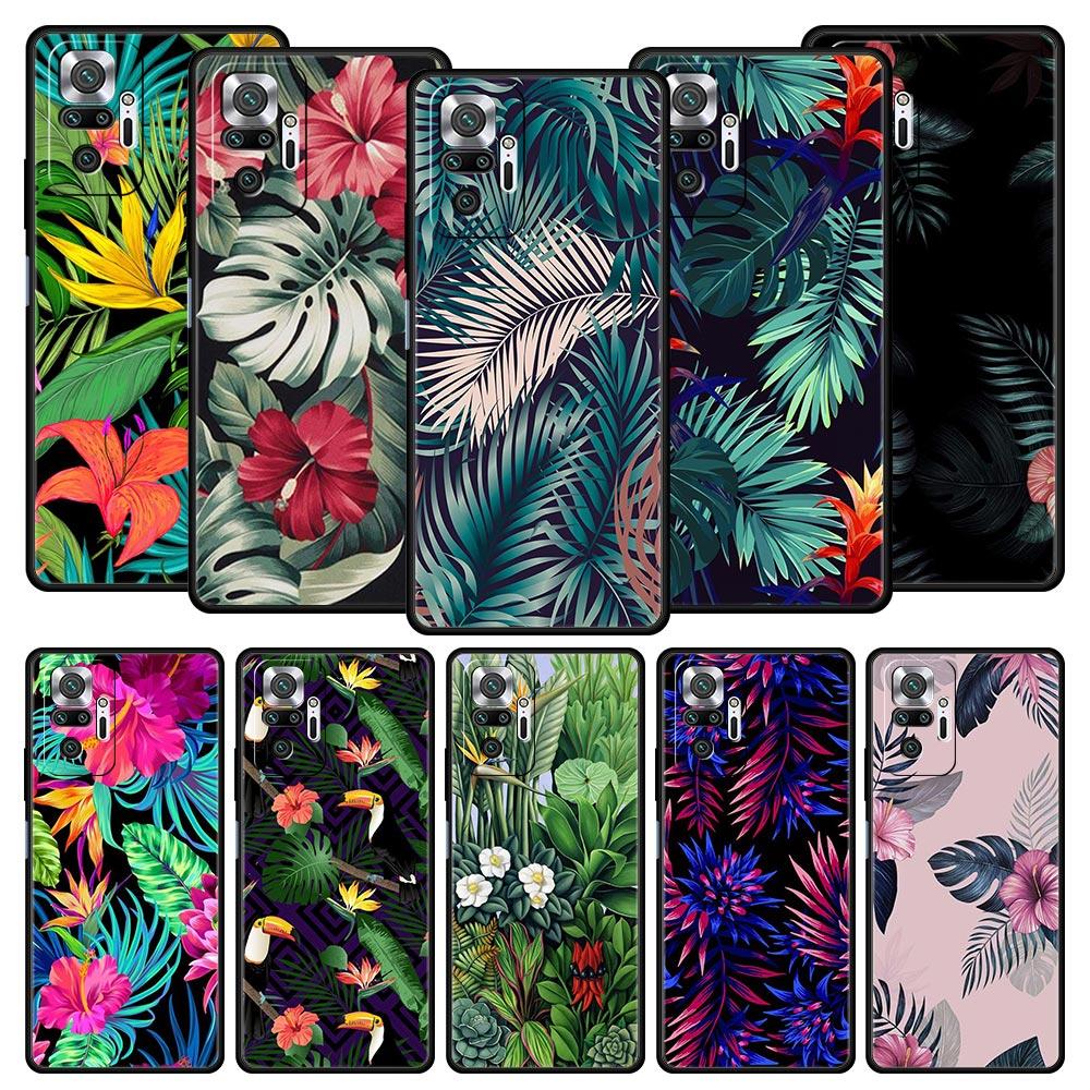 Vintage Banana Leaf Flower Phone Case For Xiaomi Redmi Note 13 12 5G 11 10 Pro Plus 4G 9S 9 8 7 9T 13C 10C 9C 9A Silicone Cover