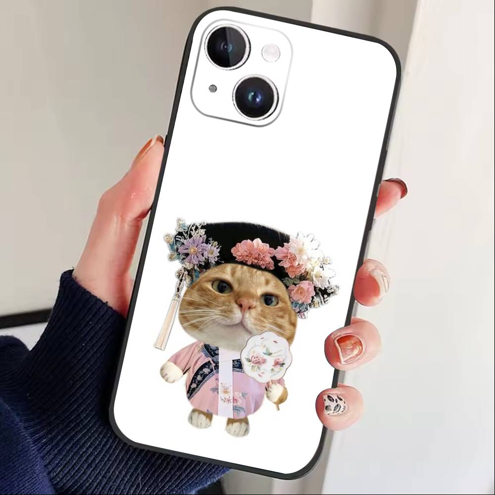 Big Eyed goofy Cat Mouse Phone Case For iPhone 17 16 15 14 13 12 Max Plus Silicone Black Cover iPhone15
