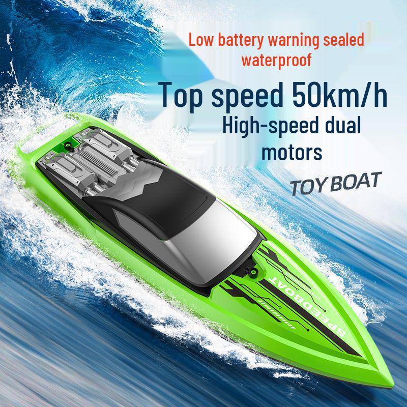 Høyhastighets RC-båt med dobbel motor - Vanntett hurtiggående lekebåt med dobbel propell for barn