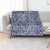 Portuguese Tiles Pattern - Azulejo Blue And White Floral Leaf Design Throw Blanket Large Warm Soft Plush Plaid Moving Blankets