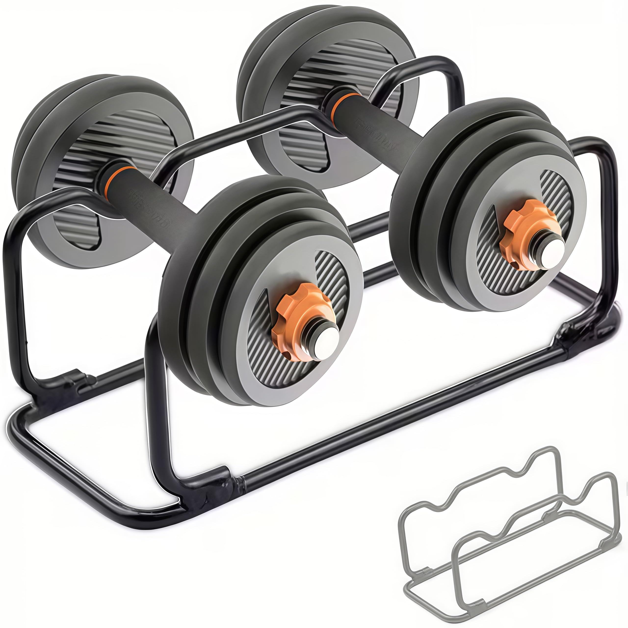 Dumbbell Stand, Holds 2 Dumbbells, 50kg Weight Capacity, Reinforced Steel, Compact, Compatible with Various Dumbbell Sizes, for Home & Gym Use (Black)