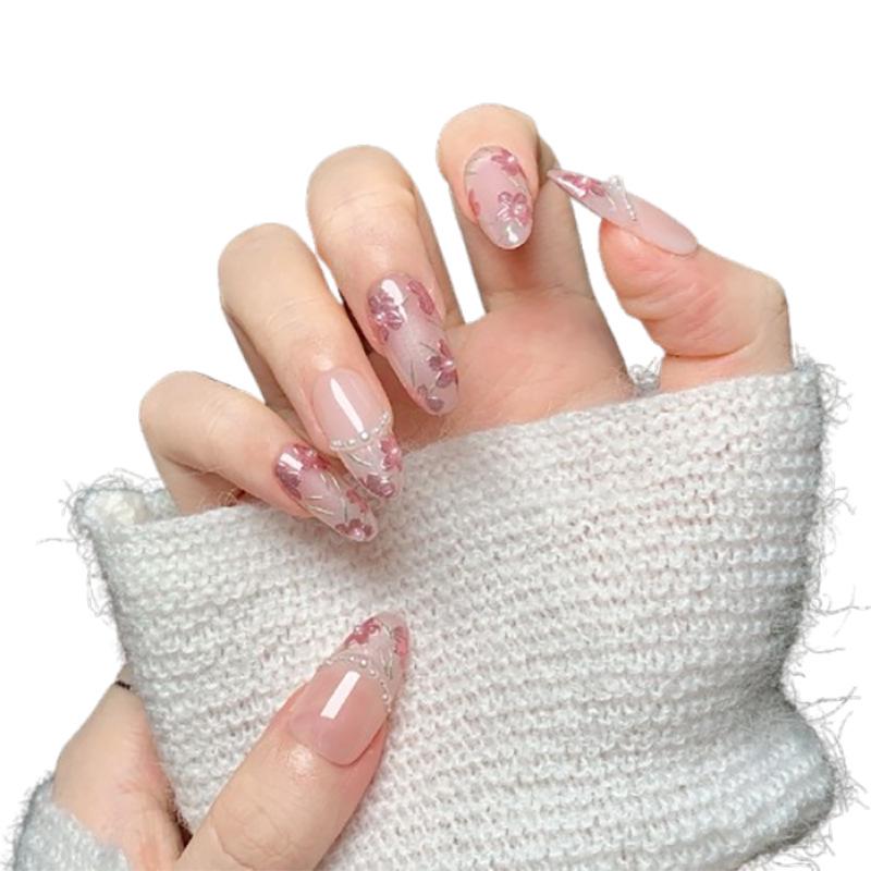 Handmade Wearable Nail Art: Medium-Long Oval High-End Whitening False Nails