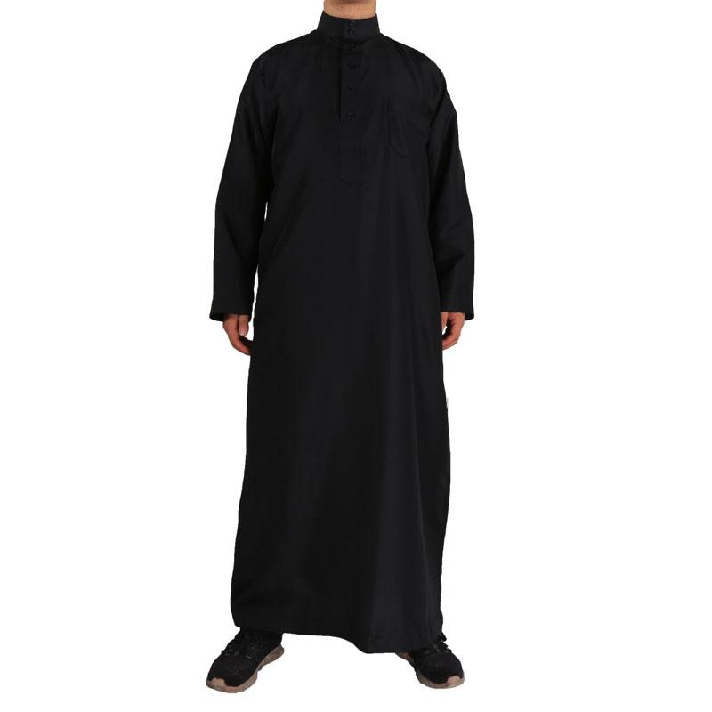 

Menswear Men s Saudi Arabic Long Sleeve Robe Ramadan Muslim Dress Middle Islamic Clothing S чёрный