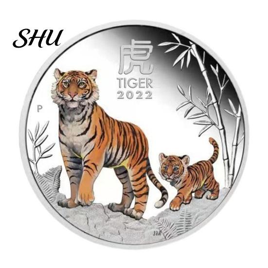 Collectible Coin 2022 Commemorative Decorative Tiger Pattern Steel Party Excellent Gift Beautiful for Souvenir