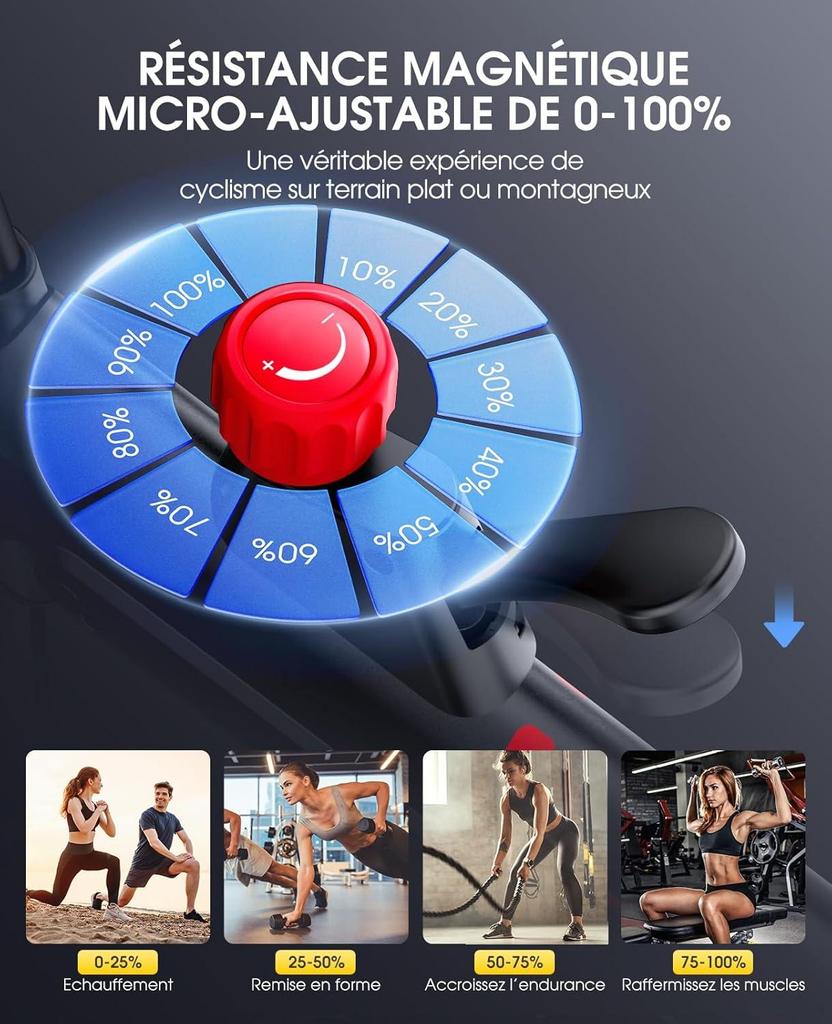 New Toputure TEB1 Fitness Bike Connectivity Application, Silent, LCD Ergometer, Bicycle Exercise Aerobic Machine, Customize Your Home Exercise.