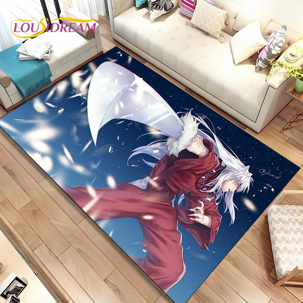 Anime Inuyasha Cartoon Area Rug Large,Carpet Rug for Living Room Bedroom Sofa Doormat Decoration,kids play Non-slip Floor Mat 3D
