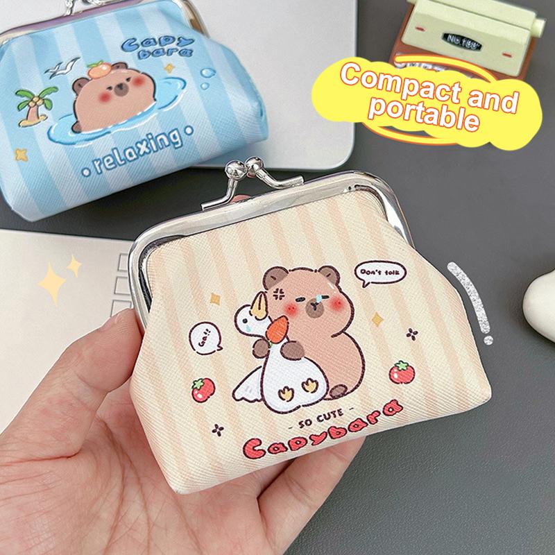 Cartoon Capybara Pu Coin Purse Pouch Cute Wallet Portable Mini Storage Bag Lipstick Key Earphone Organizer For Kids Gifts