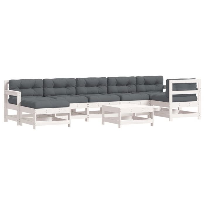 VidaXL Salon de Jardin avec Coussins 8 pcs, Canapés avec Dossier et Accoudoir, Ensemble de Meubles avec Table Basse Patio 3185886