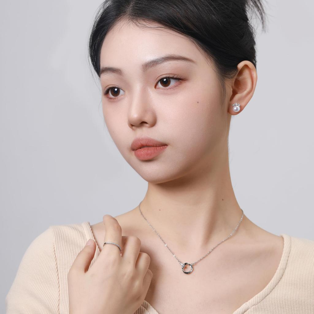 Surgical Stainless Clavicle Comes with Gift Box [Tasiso] Women's Necklace, Zirconia, Steel, Hypoallergenic, Pendant, Chain, Silver, Stylish, Cute,