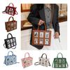 Unique Cute Cat Print Tote Women Bag, Faux Leather Shoulder Artistic Patterns, Casual Bag Stylish Crossbody Handbag for Work Daily Use Vintage Pattern