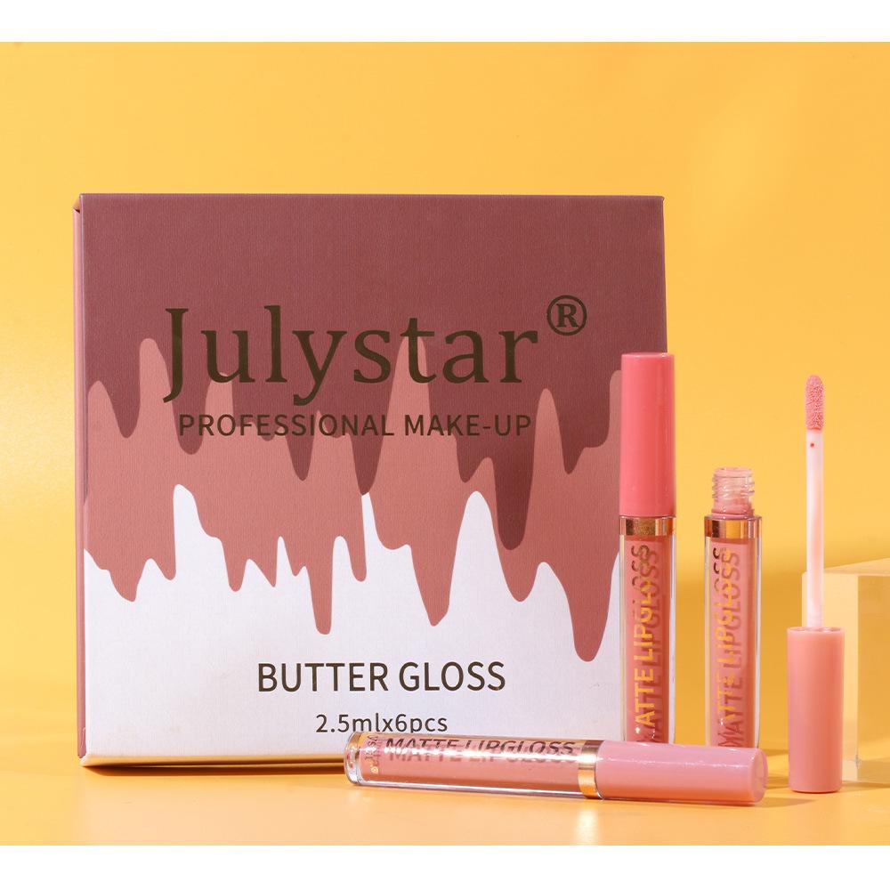 6pcs moisturizing and long-lasting three-dimensional lip gloss set, natural water light, beeping lip liquid, non-stick cup, non-fading lip gloss