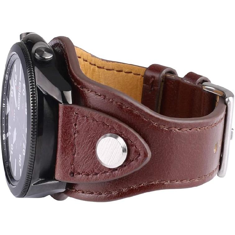 Bands Compatible with Garmin Venu 2/Venu 3/Vivoactive 4 45mm Watch, 22mm Leather Bracelet Vintage Strap for Samsung Galaxy Watch 3 45mm/46mm/Gear S3 красный