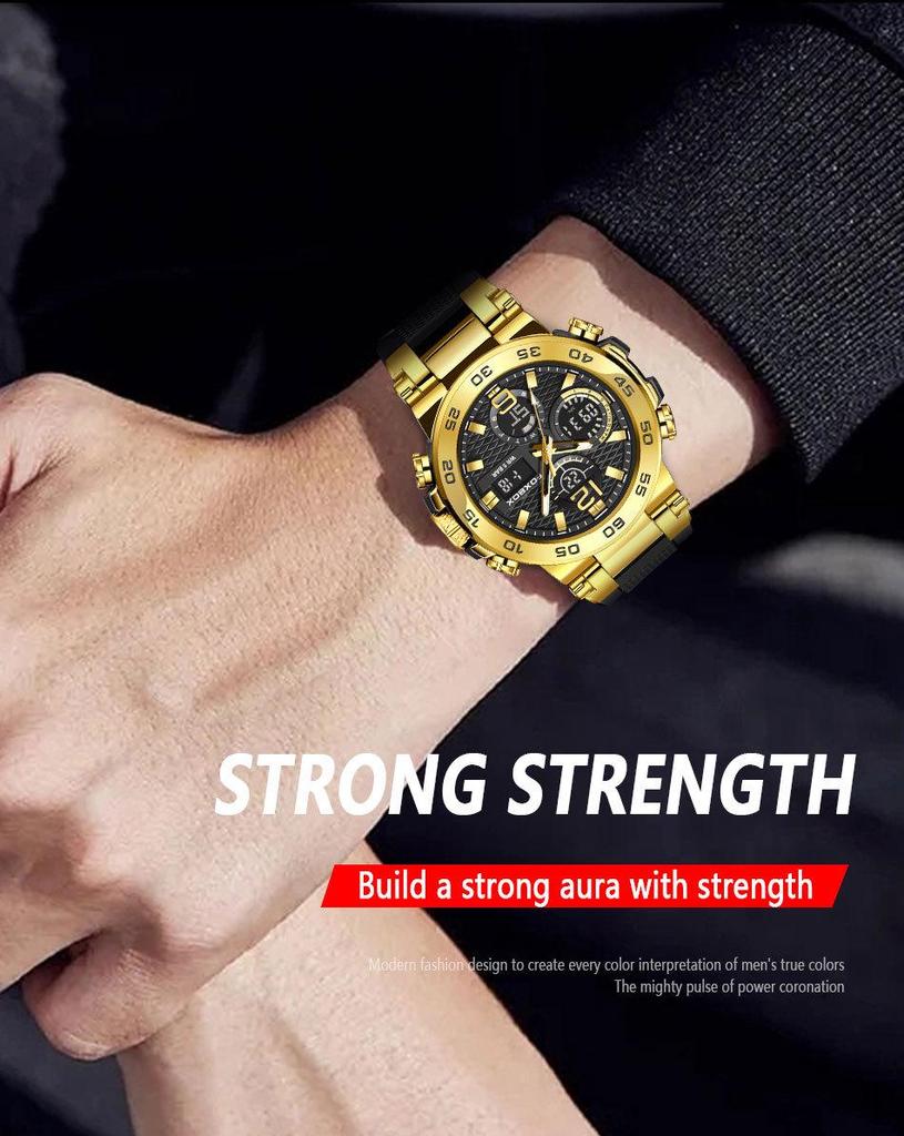 FOXBOX Multifunctional Sports Watch: Waterproof, Luminous, Dual Display.