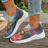 Butterfly Printed Breathable Knitted Sneakers for Women  Spring Slip On Flat Heels Casual Shoes Woman Lightweight Loafers