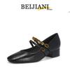 BEIJIANI 5318-6 Retro French Soft Mary Jane Shoes - Women’s Chunky Heel, Square Toe
