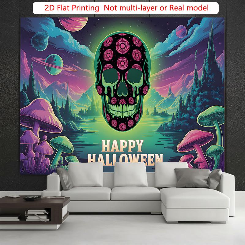 Party Backdrop Flat Cosmic Skull Gothic Hanging Parties Round Seasons Photo Background Decor Party Decor