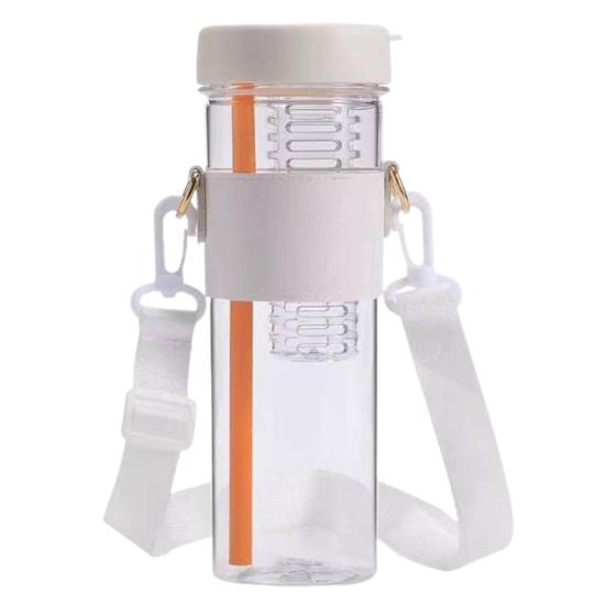 Botella de Agua de 850ml con Paja Plegable, Gran Capacidad, Filtro de Té, Correa Ajustable, Taza de Agua para Té de Frutas para Exteriores