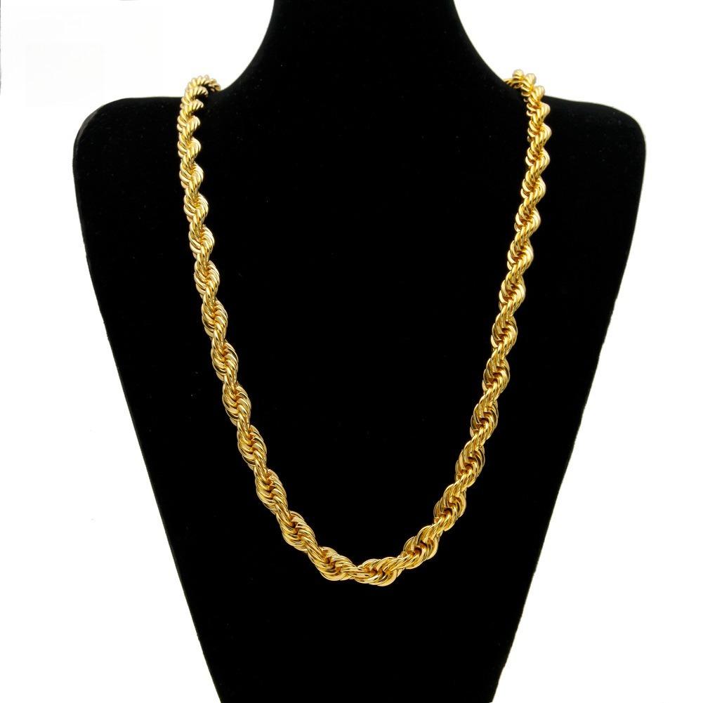 Men's Hip Hop Gold Plated Necklace Premium Sense 1cm Thick Twist Necklace Twist Rope Chain