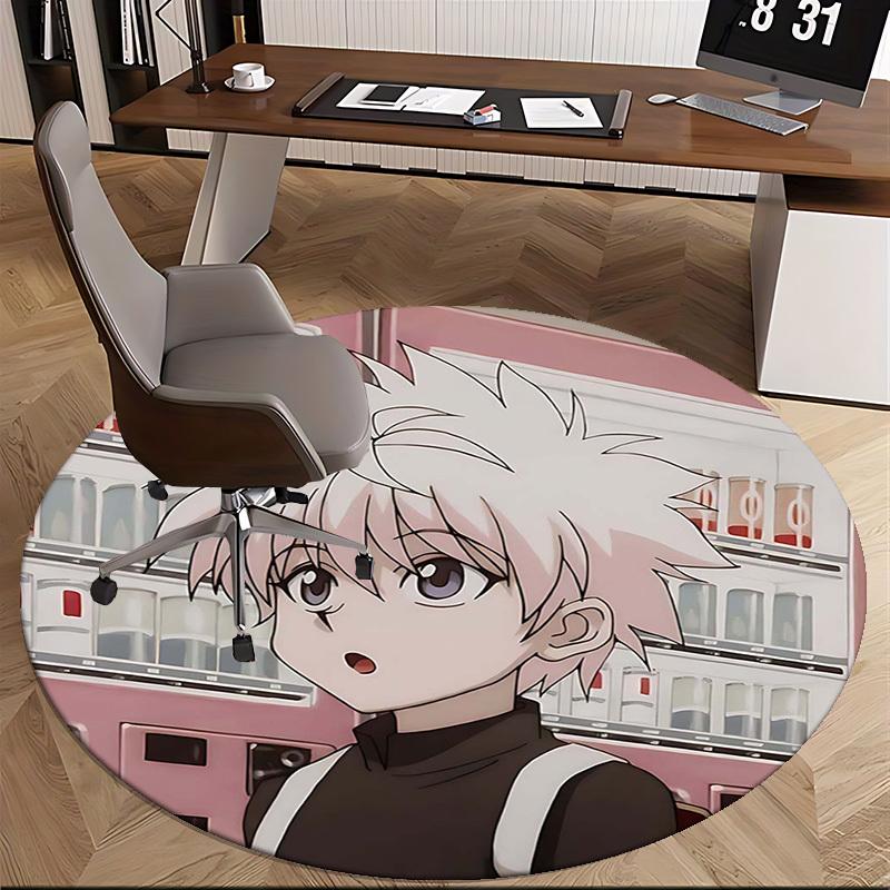 1pc Anime Cartoon Design Round Carpet - Office Chair Mat, Non-Slip Rug for Home Decor, Suitable for All Seasons, Perfect Gift for Anime Lovers.W049