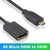 Duttek Micro HDMI na HDMI prodlužovací 8K HDMI na Micro HDMI krátký Micro HDMI samec na HDMI samice konvertorový kabel s podporou dynamického HDR pro digitální