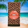 Retro Pop Art Red Milkshake Lips Beach Towel Soft Absorbent Towel Pink Sunglasses Checkered Print Quick-Dry Lightweight Towel