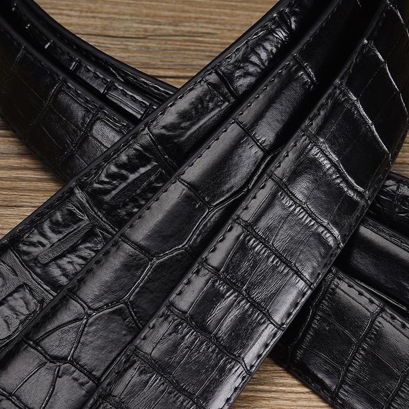 Men'S Headless Alligator Pattern Automatic Buckle Belt Casual Belt Strip Bare Business Double Card Slot Belt
