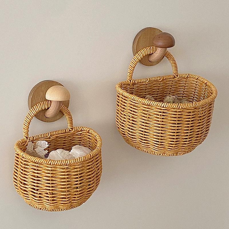 Wandhängender Aufbewahrungskorb Behälter Dekokorb Handgewebter Küchenaufbewahrungskorb Für Garten Blumentopf Wohnzimmer