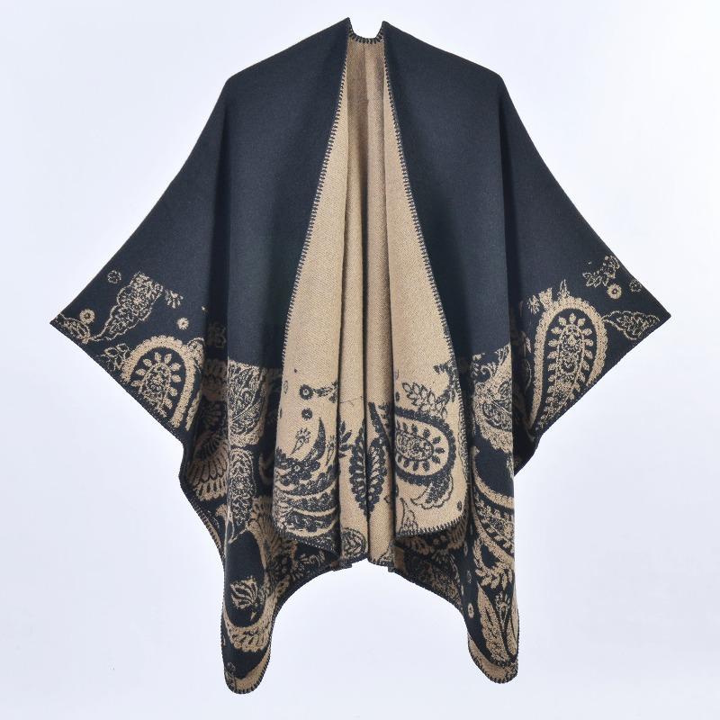 New scarf women's retro court style cashew flower thickened warm large shawl cape