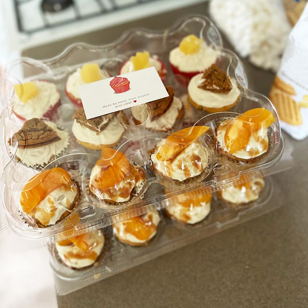 Cake Box with Secure Snap-on Closure 12pcs Stackable Cupcake Carrier Containers Disposable Cupcake Holder Boxes for Weddings