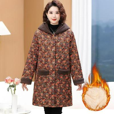 Giacca Imbottita in Velluto Plus da Donna per Calore Invernale, Giacca Imbottita di Media Lunghezza, Giacca con Cappuccio Plus Size per Taglie Forti