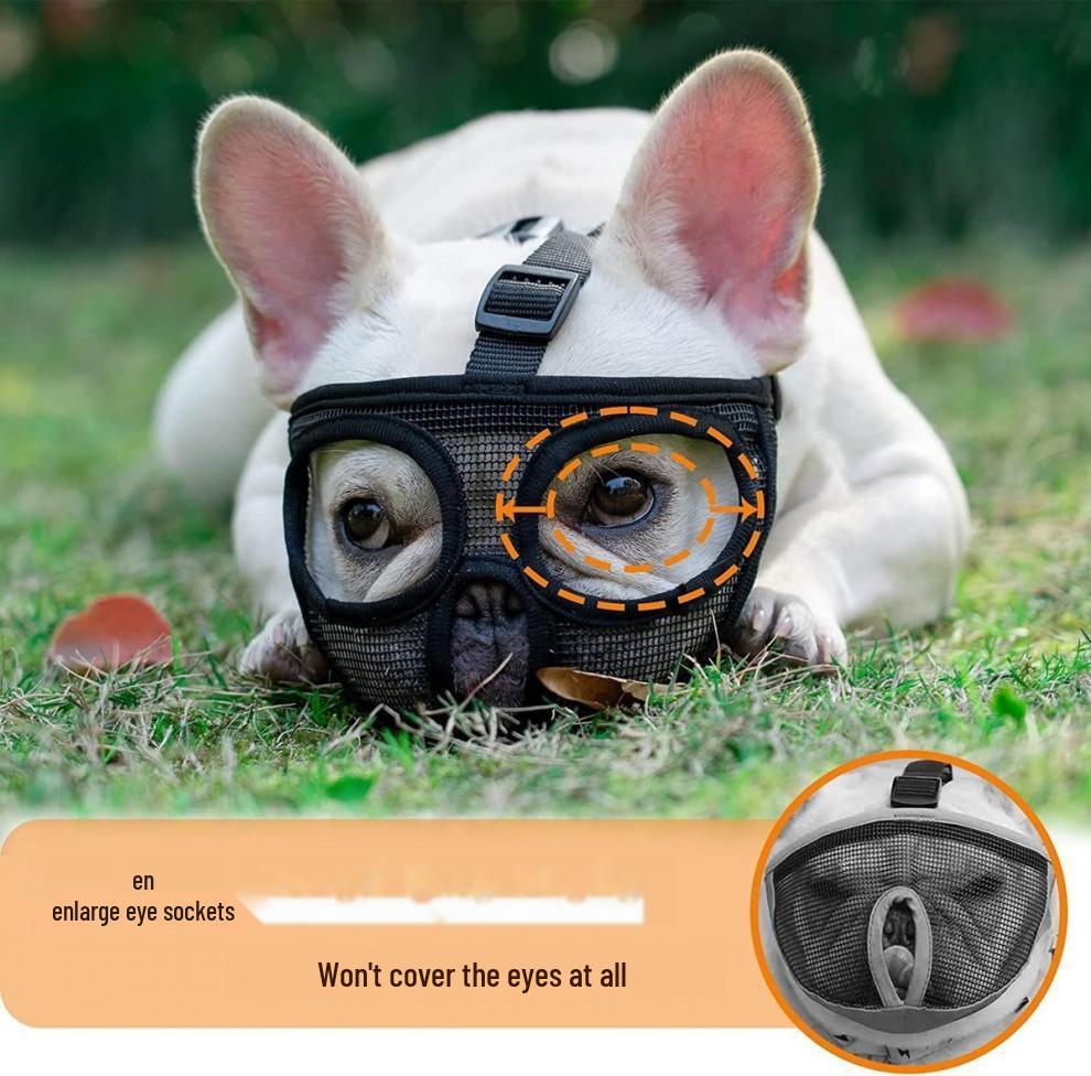 French Bulldog Bichon Anti-Bite Muzzle: Short Snout Pet Face Mask for Puppies and Pugs