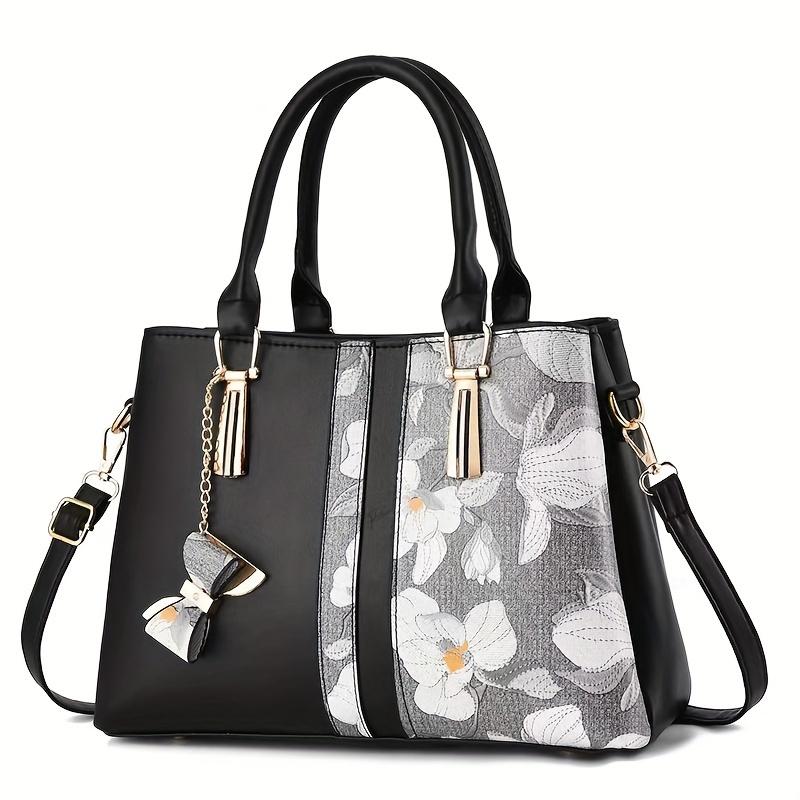 Women Crossbody Bag Elegant Floral Print Handbag, Fashion Large Capacity Handbag, Portable Handbag