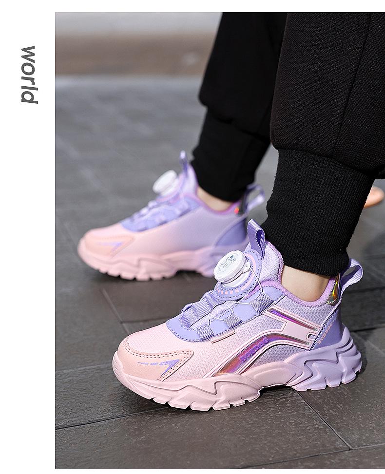 Bobodou Girls' Winter Cotton Shoes - Velvet-Lined Waterproof Running Sneakers