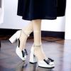 Fashion 2025 Fashion Women's High Heels Square Toe Bow Tie Chunky Heels Dress Pumps Buckle Strap Crystal Shoes for Shoes Female Zapatos