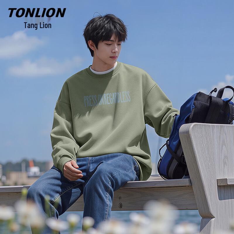 TonLion Men s Casual Heavyweight Crewneck Sweatshirt 2XL