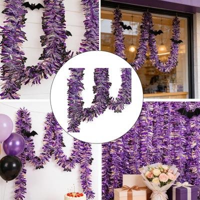 Tinsel Garland Ornament,Metallic Twist Indoor Outdoor 1.8M Halloween Decoration