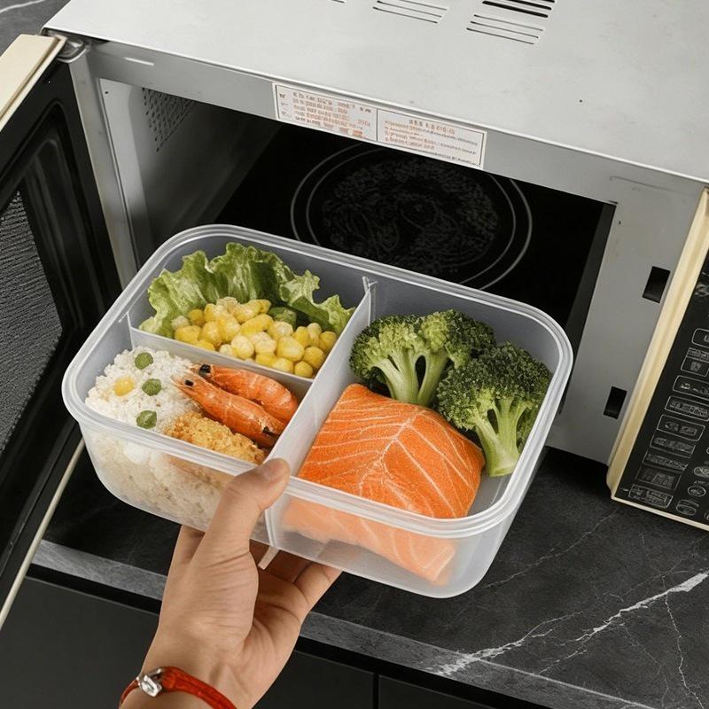 PP Plastic Bento Lunch Box with Compartments - Microwave Safe, Portable & Fresh-Keeping for Students & Office Workers