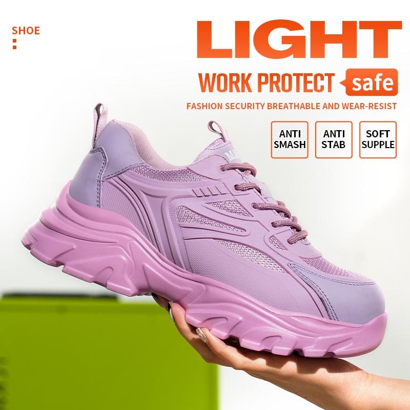 Work Boots Women Steel Toe Indestructible Safety Shoes Puncture-Proof Non Slip Soft Upper All-Season Casual Hiking Footwear