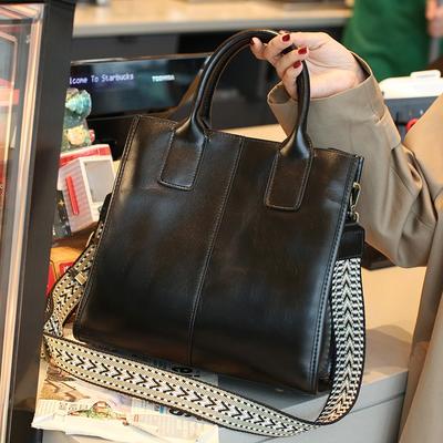 New Fashion Leather Women's Bag First Layer Cowhide Handbag Large Capacity Casual Shoulder Messenger Bag Tide