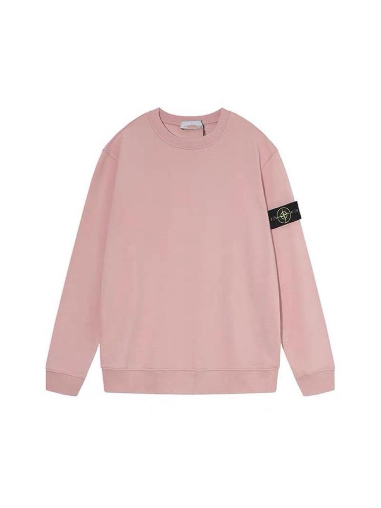 Unisex Solid Color Round Neck Stone Badge Starry Cross Long Sleeve Hoodie